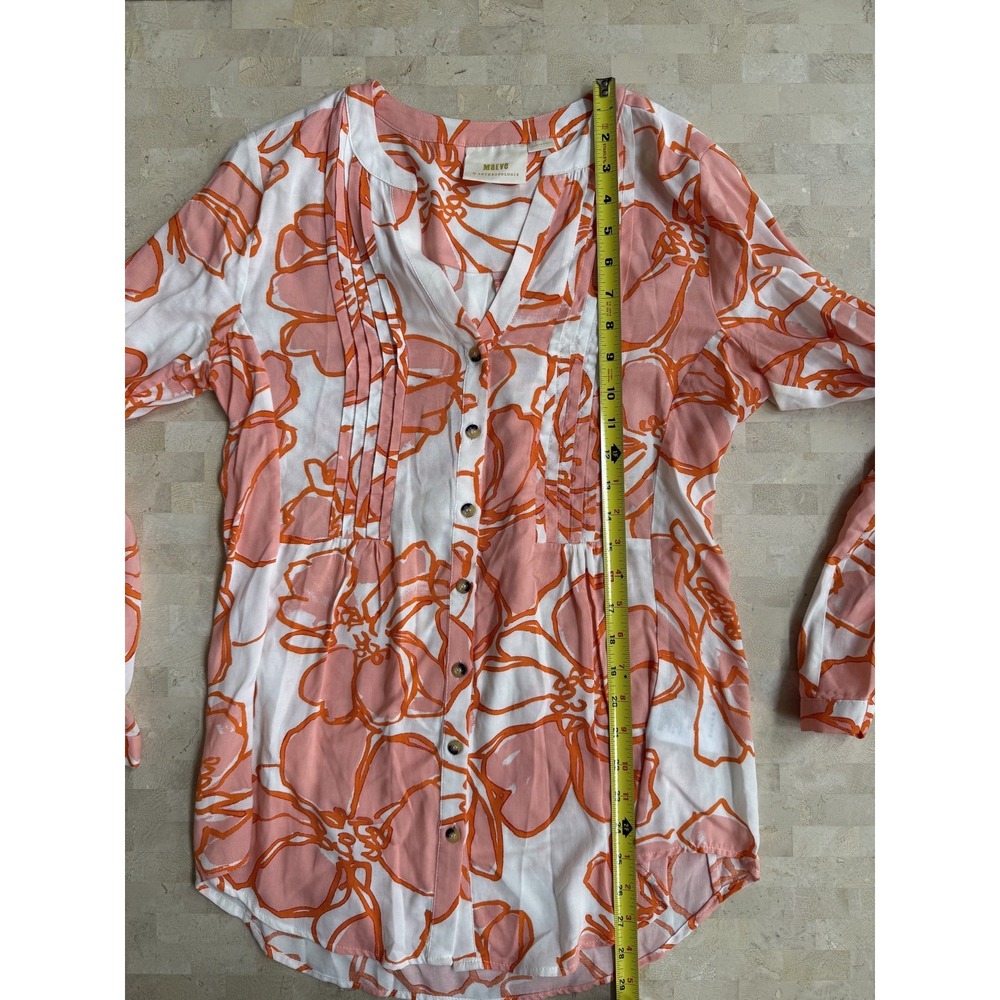 Anthropologie Maeve Pintucked Floral Buttondown Print Peasant Blouse Boho Size S - Picture 5 of 9
